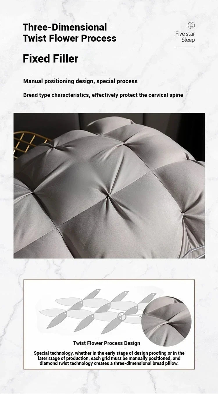 Comfortable Sleeping Pillow – 5-Star Hotel Quality, Soft Three-Dimensional Bilateral Washed Solid Color Pillow