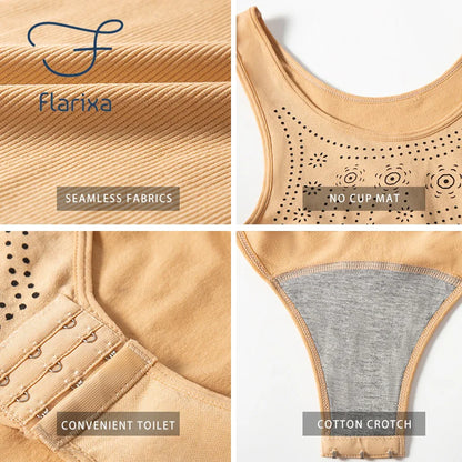 Flarixa Plus Size Shapewear Bodysuit – Open Crotch Seamless Slimming Underwear Postpartum Body Shaper 5XL