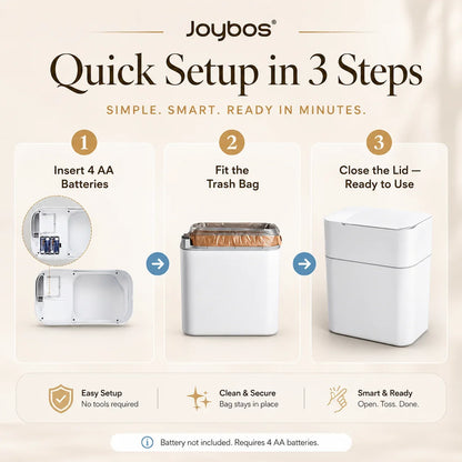 Touchless Smart Trash Can - Motion Sensor Auto Bag-Suction Waste Bin for Small Spaces & RVs