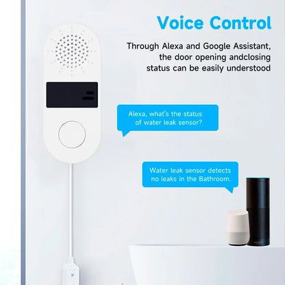 Tuya WiFi Water Leak Sensor - 130DB Smart Flood Detector with App Alerts for Home Security Protection