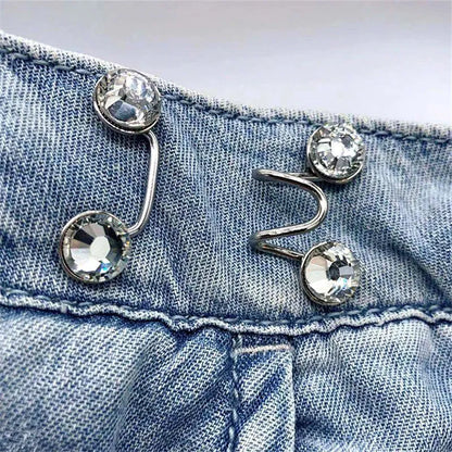 Adjustable Waist Buckle Brooch: Alloy Pins with Faux Pearl - Versatile Snap Button Detachable Jeans Accessory