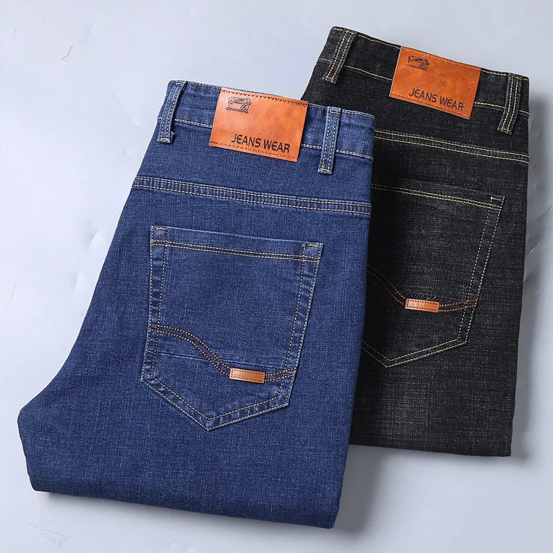 Men's Slim Fit Business Casual Denim Trousers – Comfortable Stretch Pants, Light Luxury Fashion for Men