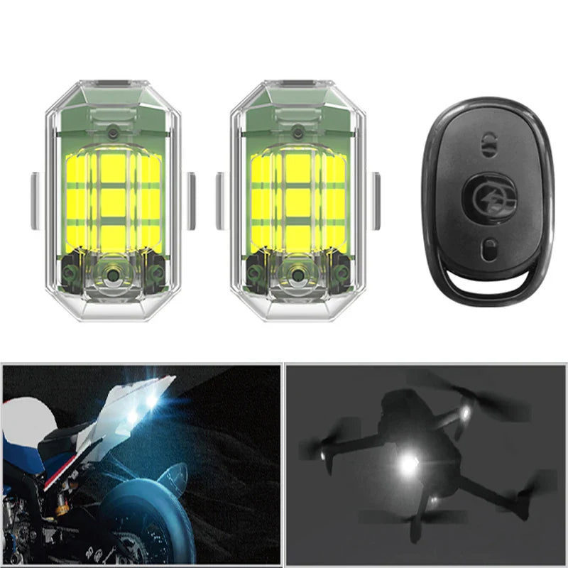 4PCS Wireless LED Strobe Lights for Drones, Motorcycles, Cars, and Bikes - Remote Control Anti-Collision Warning Signal Lights