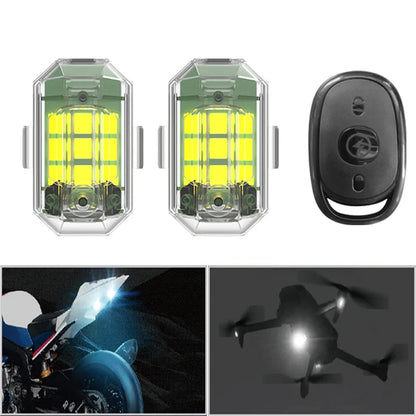 4PCS Wireless LED Strobe Lights for Drones, Motorcycles, Cars, and Bikes - Remote Control Anti-Collision Warning Signal Lights