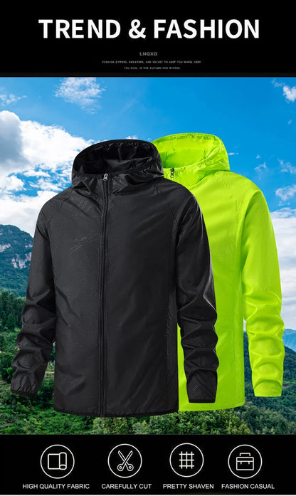 LNGXO Waterproof Hiking Jackets for Men & Women – Sun Protection Windbreaker, Camping, Climbing, and Outdoor Rain Coat, Unisex Portable Gear