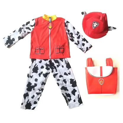 Anime Dog Patrol Kids Costume Set – Tops, Pants, Backpack & Hat for Marshall, Chase, Skye, Zuma, Rubble Halloween Cosplay