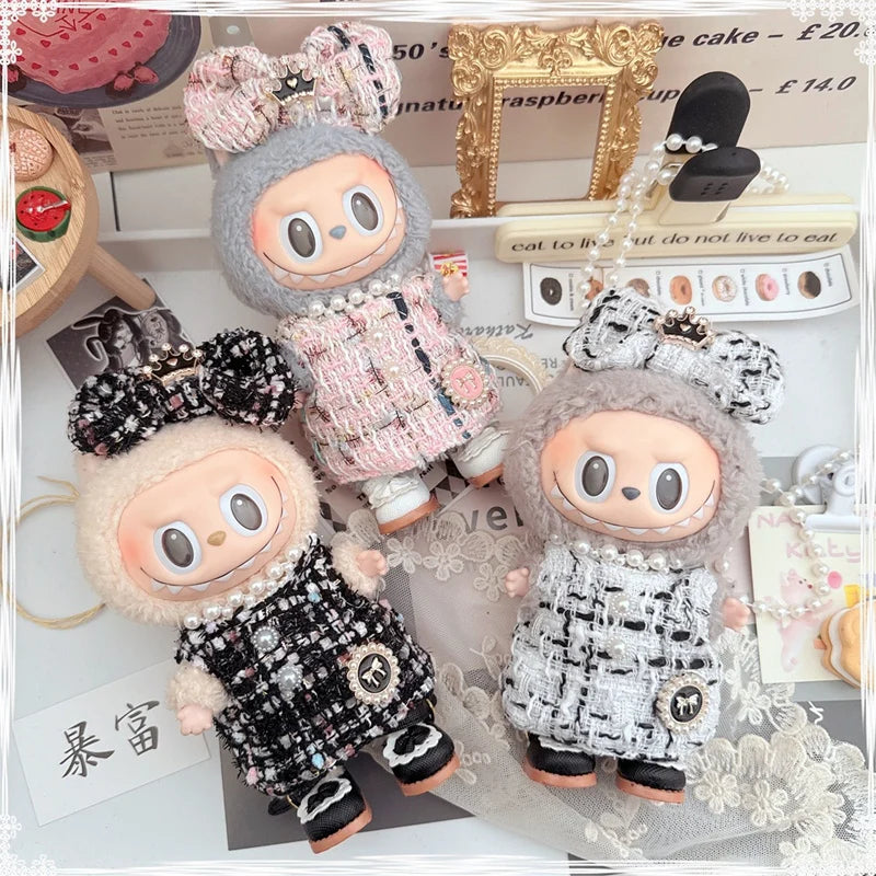 17cm Labubu Doll Accessories - Luxury Sweet Woolen Suit, Crossbody Bag & Princess Shoes Set