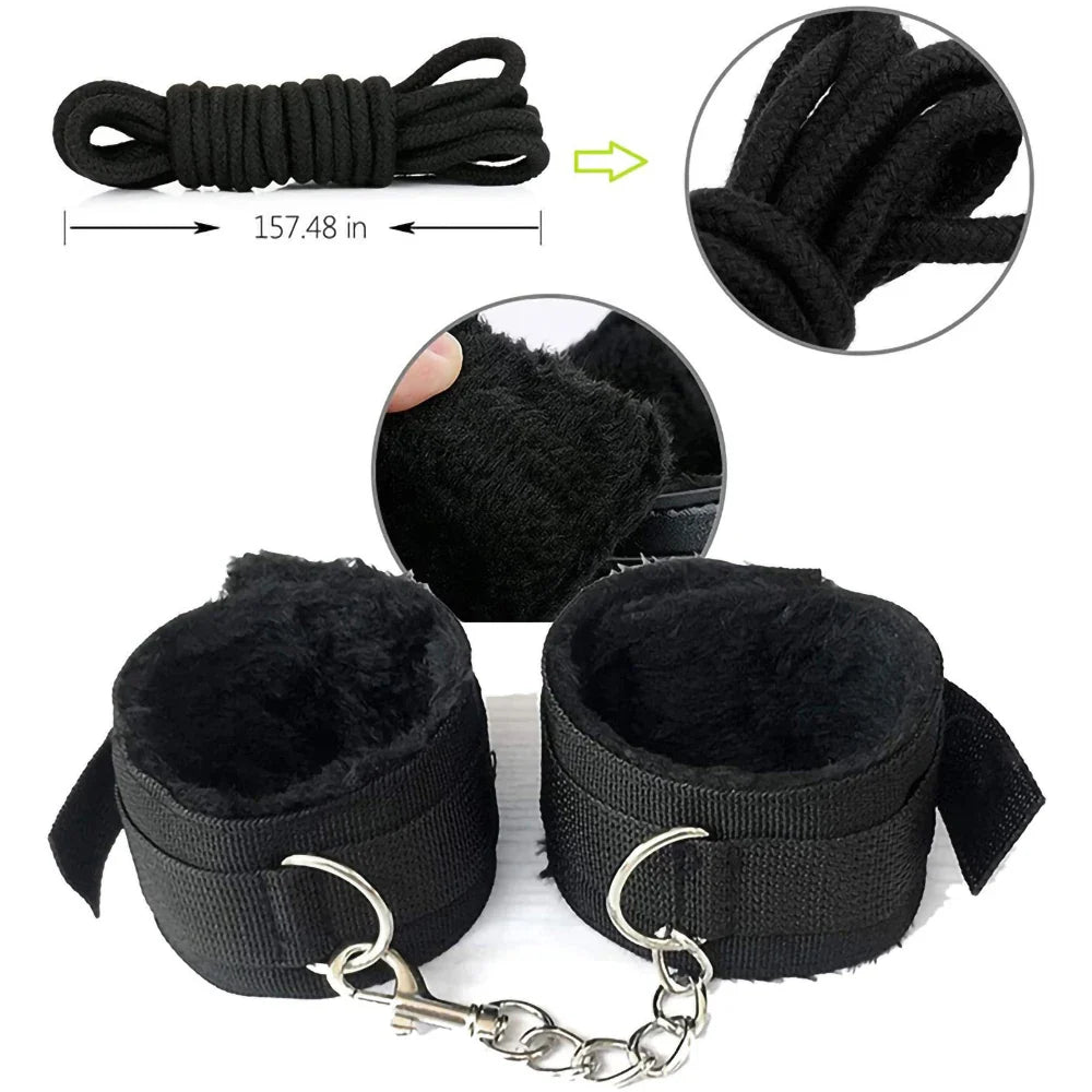 Adult Sexy Toys BDSM Sexual Couples Kit - Erotic Accessories for Women - Handcuffs, Anal Plug, Sex Games