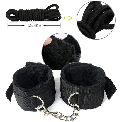 Adult Sexy Toys BDSM Sexual Couples Kit - Erotic Accessories for Women - Handcuffs, Anal Plug, Sex Games