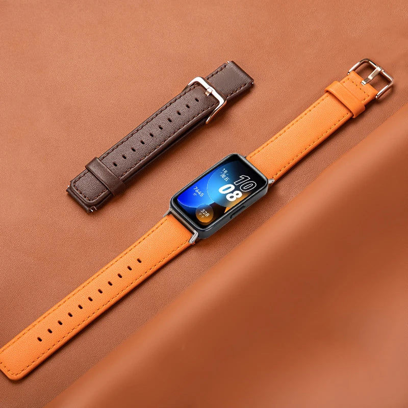 Genuine Leather Strap for Huawei Band 8/9 – Fashionable Watch Band Loop with Clasp for Men & Women