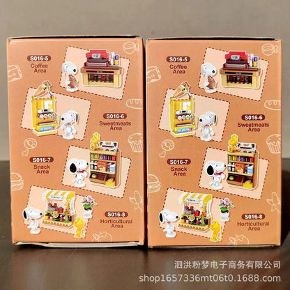 Genuine Snoopy Blind Box Toy — Cartoon Supermarket & Garden Furniture Building Blocks for Kids