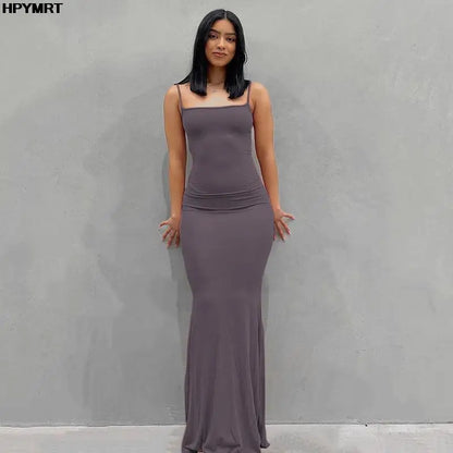 Women’s Satin Slip Maxi Dress – Sleeveless Backless Bodycon Elegant Party Dress Y2K Slim Fit Evening Gown