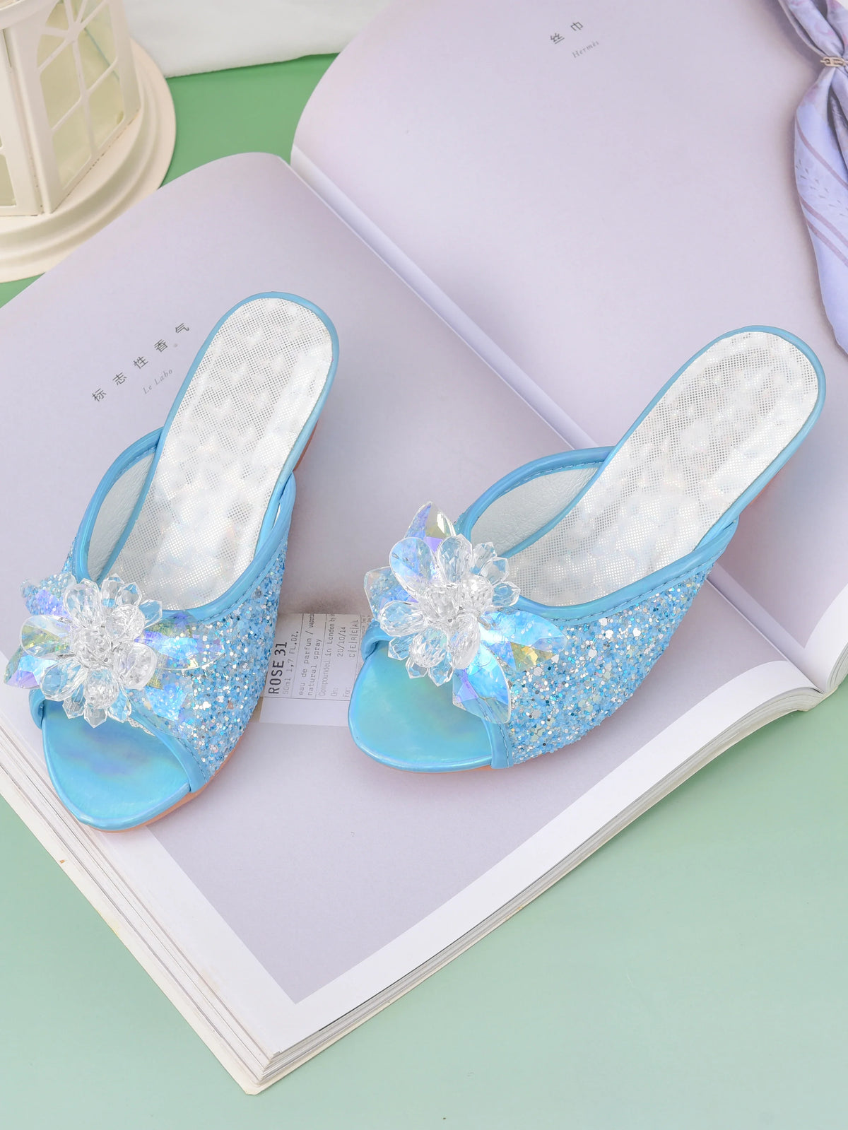 Girls’ Crystal Princess Slippers - High Heel Dress Shoes for Children