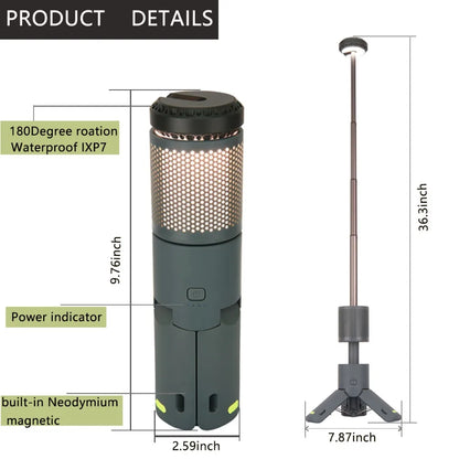 Telescopic and Collapsible Camping Light - Mobile Lighting with 10000mAh Built-in Magnetic Road Light, Flashlight