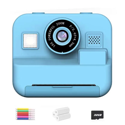 Children's Mini Digital Camera – Thermal Printing, Image Stabilization & 32GB Card Included
