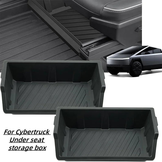 Tesla Cybertruck Under Seat Storage Box – Drawer Type Hidden Seat Organizer, Front Seat Car Interior Storage Accessories