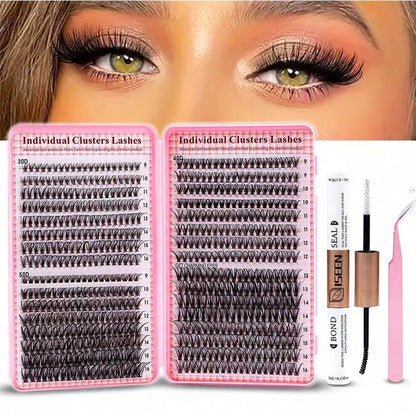DIY Lash Extension Kit – Mix Individual Lash Clusters with Lash Bond & Seal, Includes Tweezers for Eyelash Extensions