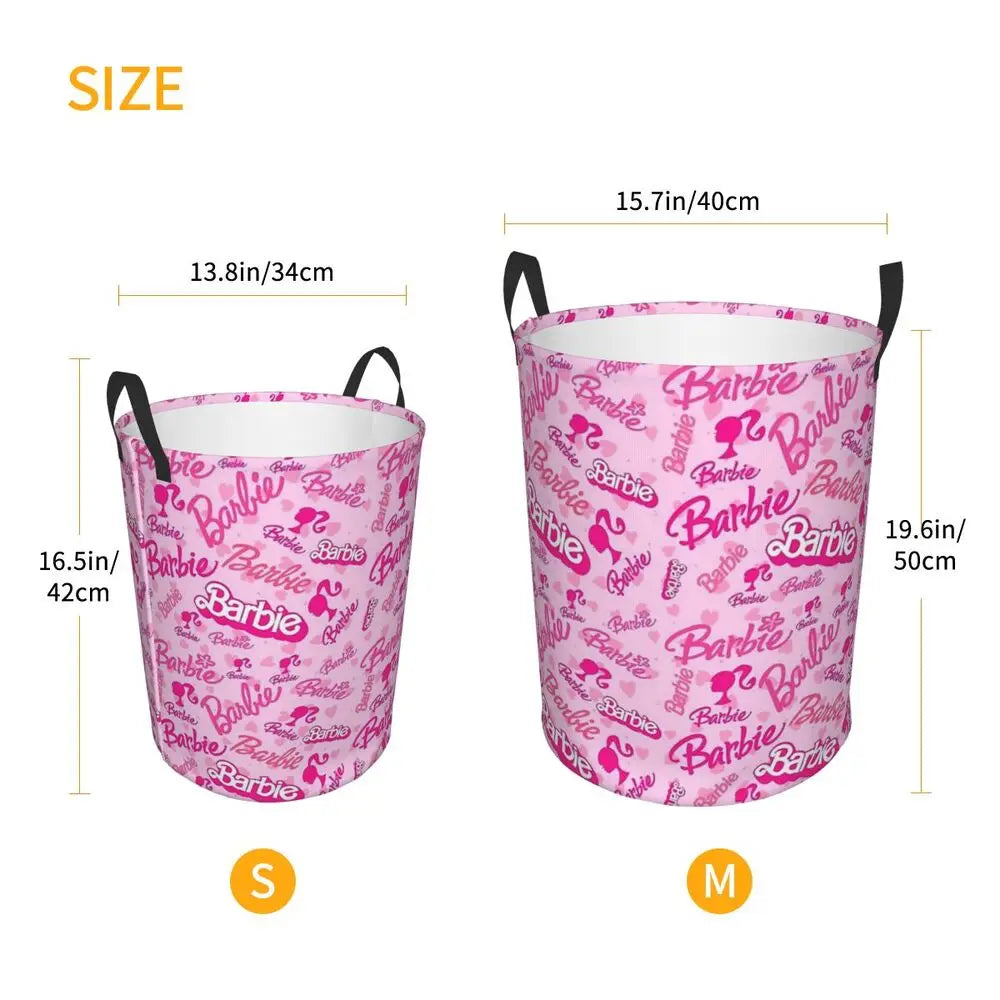 Custom Barbie Logo Laundry Basket – Collapsible Large Capacity Clothes Storage Bin, Disney Baby Hamper