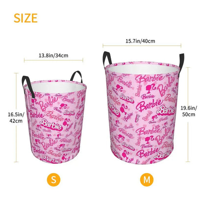 Custom Barbie Logo Laundry Basket – Collapsible Large Capacity Clothes Storage Bin, Disney Baby Hamper
