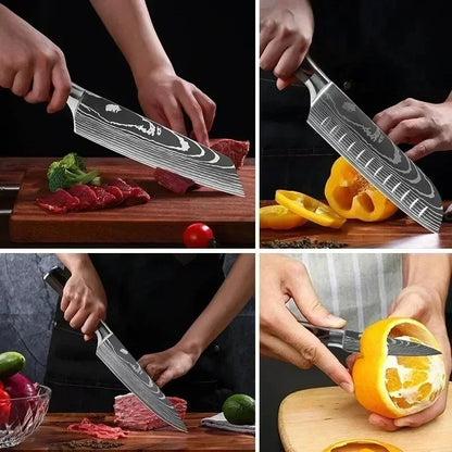 Professional Damascus Kitchen Knives – Japanese Santoku, Cleaver and Slicing Knives | Stainless Steel Butcher and Boning Knife