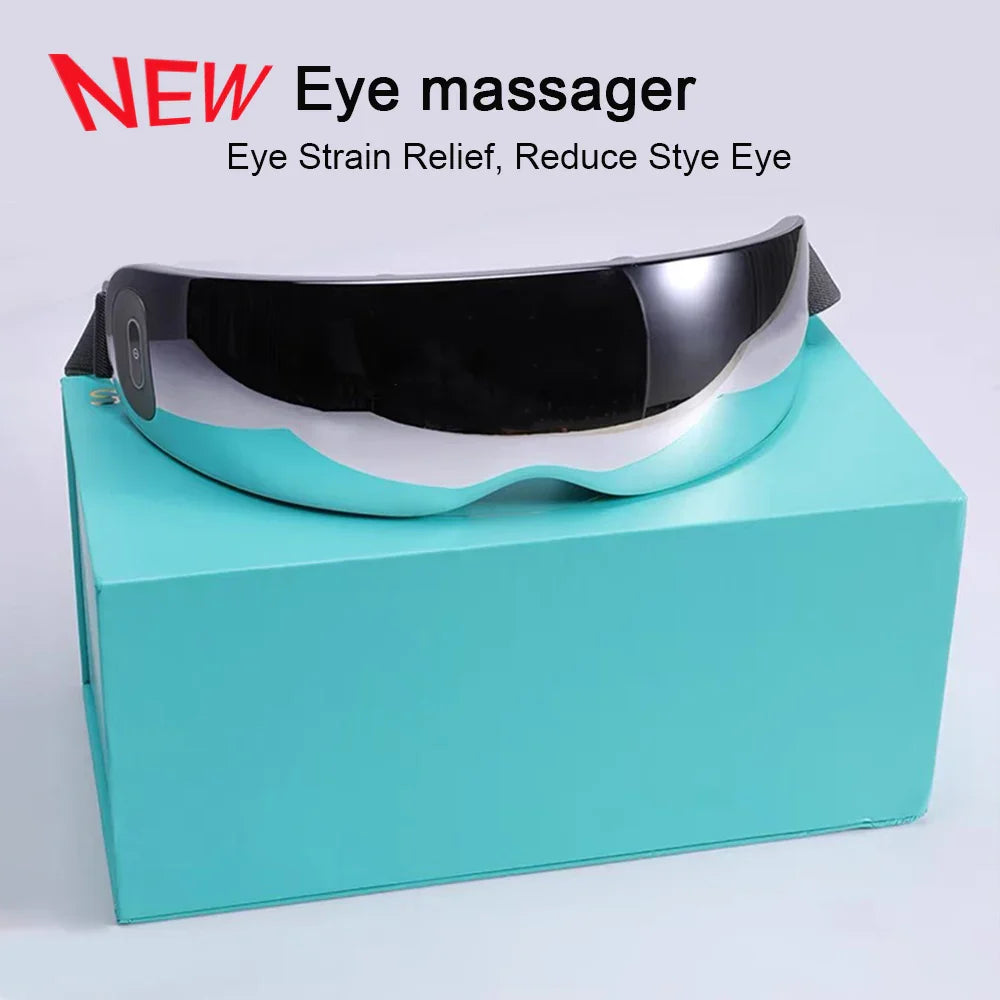 New Eye Massage Device with Heating & Vibration – Acupressure Massager with 12 Heads for Super Relaxation