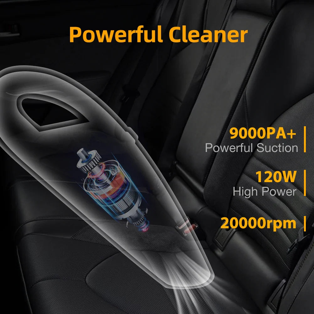 Wireless Handheld Vacuum Cleaner – Powerful Cyclone Suction, Rechargeable Quick-Charge for Car, Home & Pet Hair