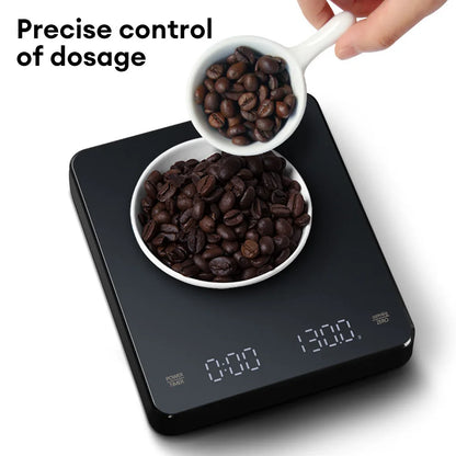 Digital Coffee Scale with Timer LED Screen - Espresso USB, 3kg Max Weighing, 0.1g High Precision Measures in Oz/ml/g, Kitchen Scale