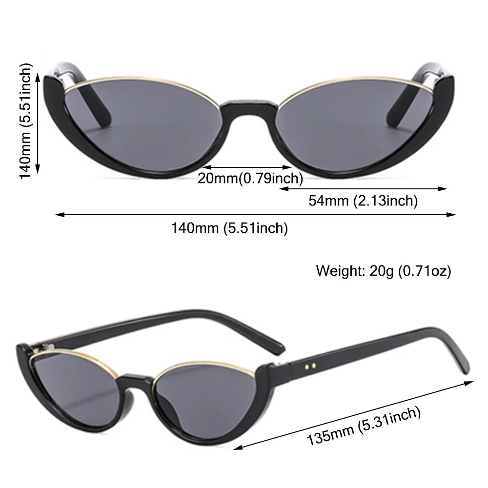 Trendy Small Cat Eye Sunglasses - Vintage Half-Frame Shades for Men and Women, Fashionable Eyewear for Driving and Cycling