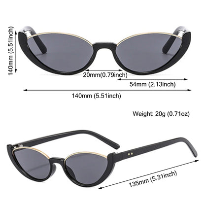 Trendy Small Cat Eye Sunglasses - Vintage Half-Frame Shades for Men and Women, Fashionable Eyewear for Driving and Cycling