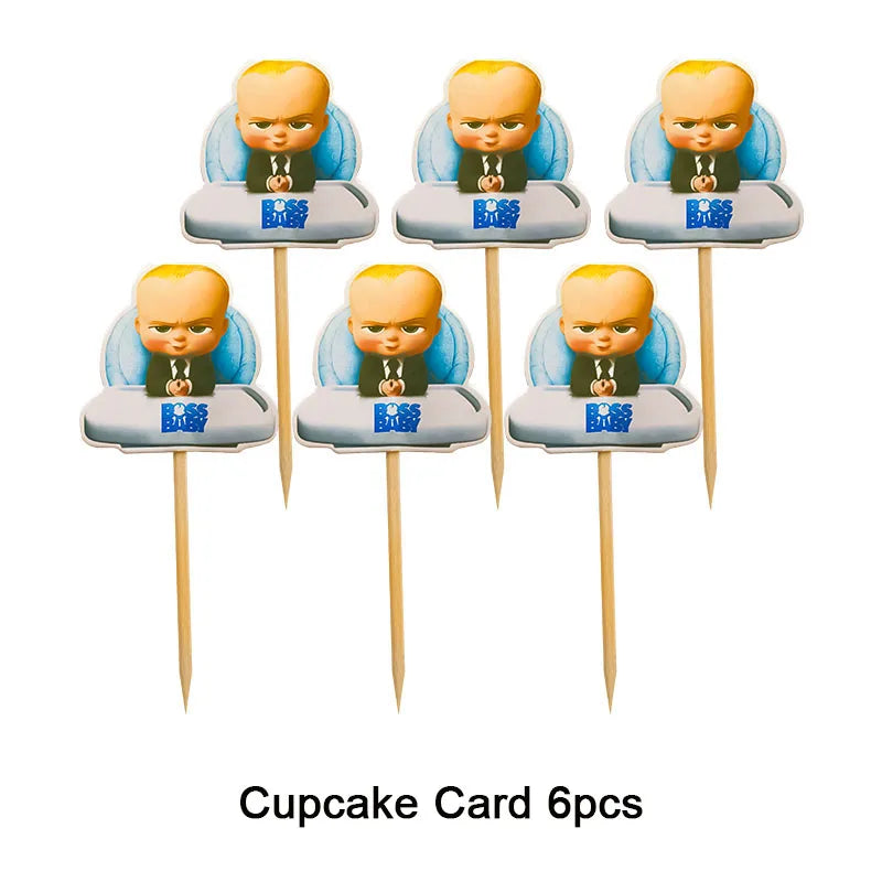 Cartoon Boss Baby Birthday Party Set - Disposable Tableware, Backdrop & Balloons for Kids Baby Shower Decor