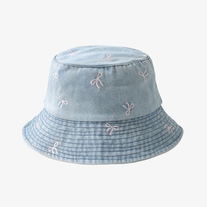 Embroidered Denim Bucket Hat – Summer Beach Fisherman Sun Hat for Men & Women | Cute Travel Cotton Sun Protection Cap, Wholesale Style