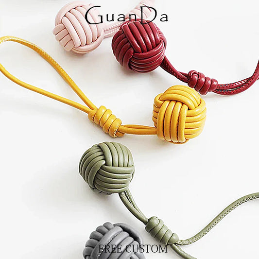 Luxury PU Leather Handmade Weave Ball Bag Pendant – Fashionable Handbag Charm Accessory, Creative Decorative Keychain Gift for Women