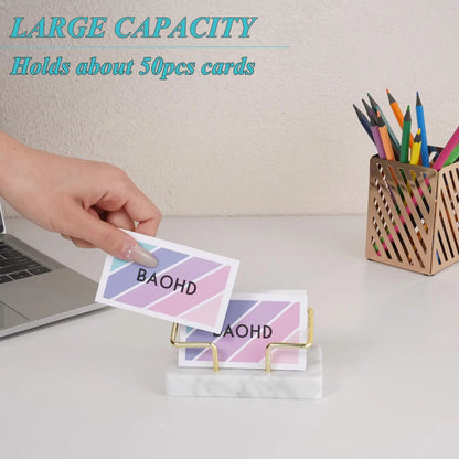 Marble Business Card Holder Desktop Organizer — Office Name Card Display & Memo Storage Stand