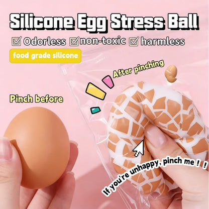 Soft Simulated Egg Stress Relief Toy - Novel Squeeze Fidget Toy for Kids & Adults, Disposable Eggshell Design