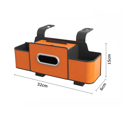 Multifunctional Car Backseat Organizer - Leather Storage Bag with Tissue & Cup Holder