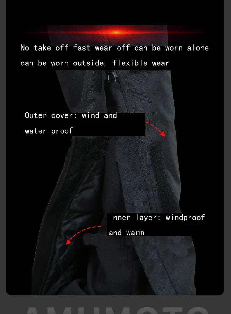 AMU Motorcycle Quick Take-Off Pants - Waterproof, Windproof, Thermal Protective Gear for Men & Women