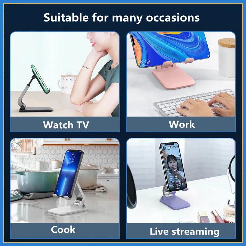 Foldable Desktop Mobile Phone Stand - Portable Holder Bracket for iPad, iPhone 13, X, and Smartphones, Tablet Support for Your Desk