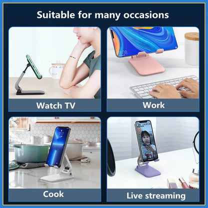 Foldable Desktop Mobile Phone Stand - Portable Holder Bracket for iPad, iPhone 13, X, and Smartphones, Tablet Support for Your Desk