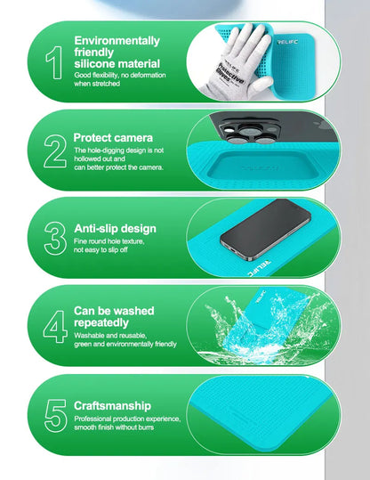 Relife RL-004DM Professional Anti-Slip Silicone Pad – Multi-Device Compatible Camera Protection and Repair Mat