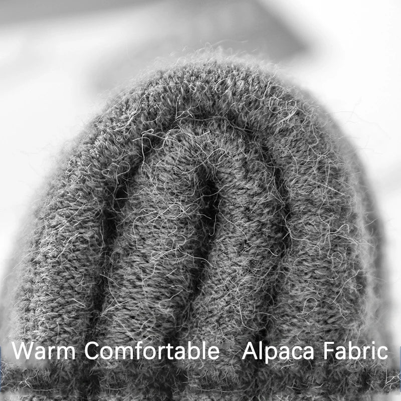 Winter Half Finger Gloves for Men - Alpaca Wool Warm Thick Knitted Gloves | Elastic Driving & Cycling Gloves for Office & Students