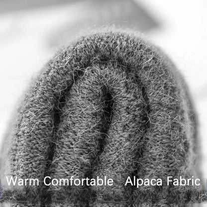 Winter Half Finger Gloves for Men - Alpaca Wool Warm Thick Knitted Gloves | Elastic Driving & Cycling Gloves for Office & Students