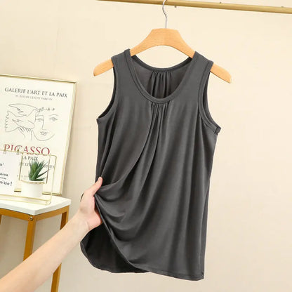 Women’s Plus Size Modal Tank Top - Loose Fold Sleeveless Summer Vest Shirt XL-6XL Casual Homewear