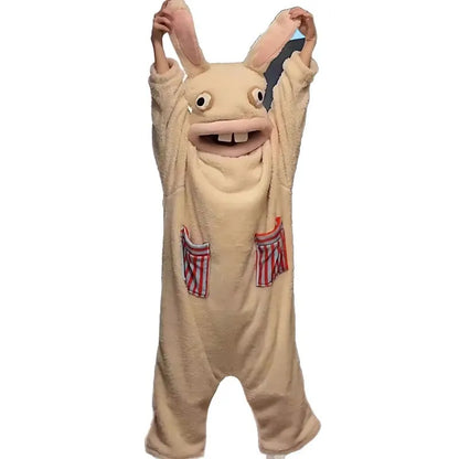 Raving Rabbids Cosplay Onesie - Flannel Jumpsuit Costume for Adults & Kids, Halloween Sleepwear Gift