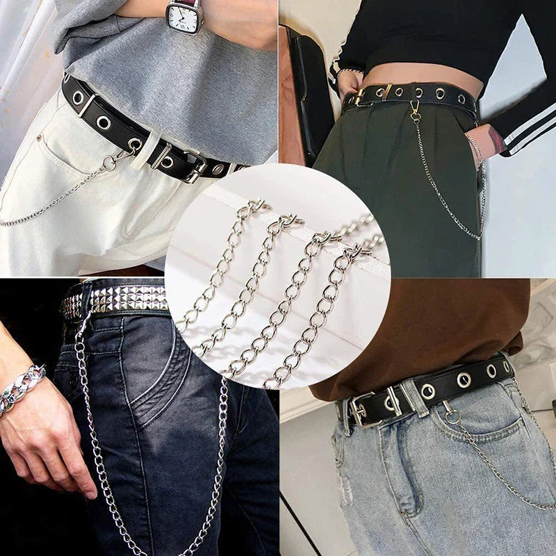 Punk Street Moon & Star Keychain – Goth Skull Rivet Waist Chain for Jeans, Unisex Rock Accessories