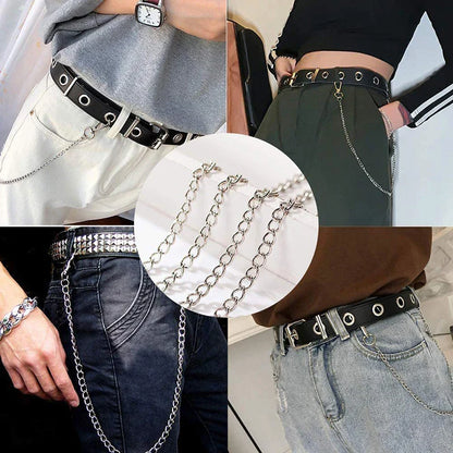 Punk Street Moon & Star Keychain – Goth Skull Rivet Waist Chain for Jeans, Unisex Rock Accessories