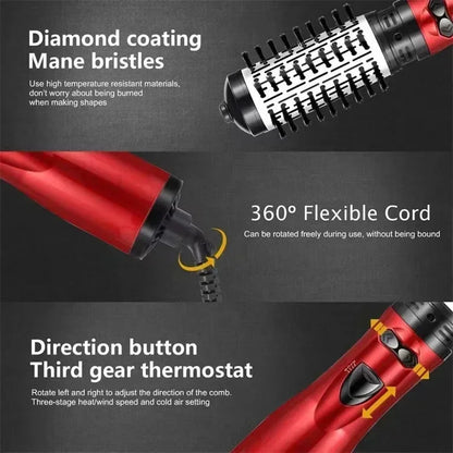 3-in-1 Rotating Hair Dryer & Straightener Brush – Hot Air Comb with Negative Ion Hair Styler