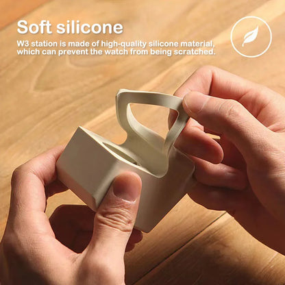 Retro Computer Pattern Silicone Stand: Charging Dock Holder for Apple Watch Series 7/6/5/4/3/2/1 - Stylish Nightstand Keeper Bracket Base