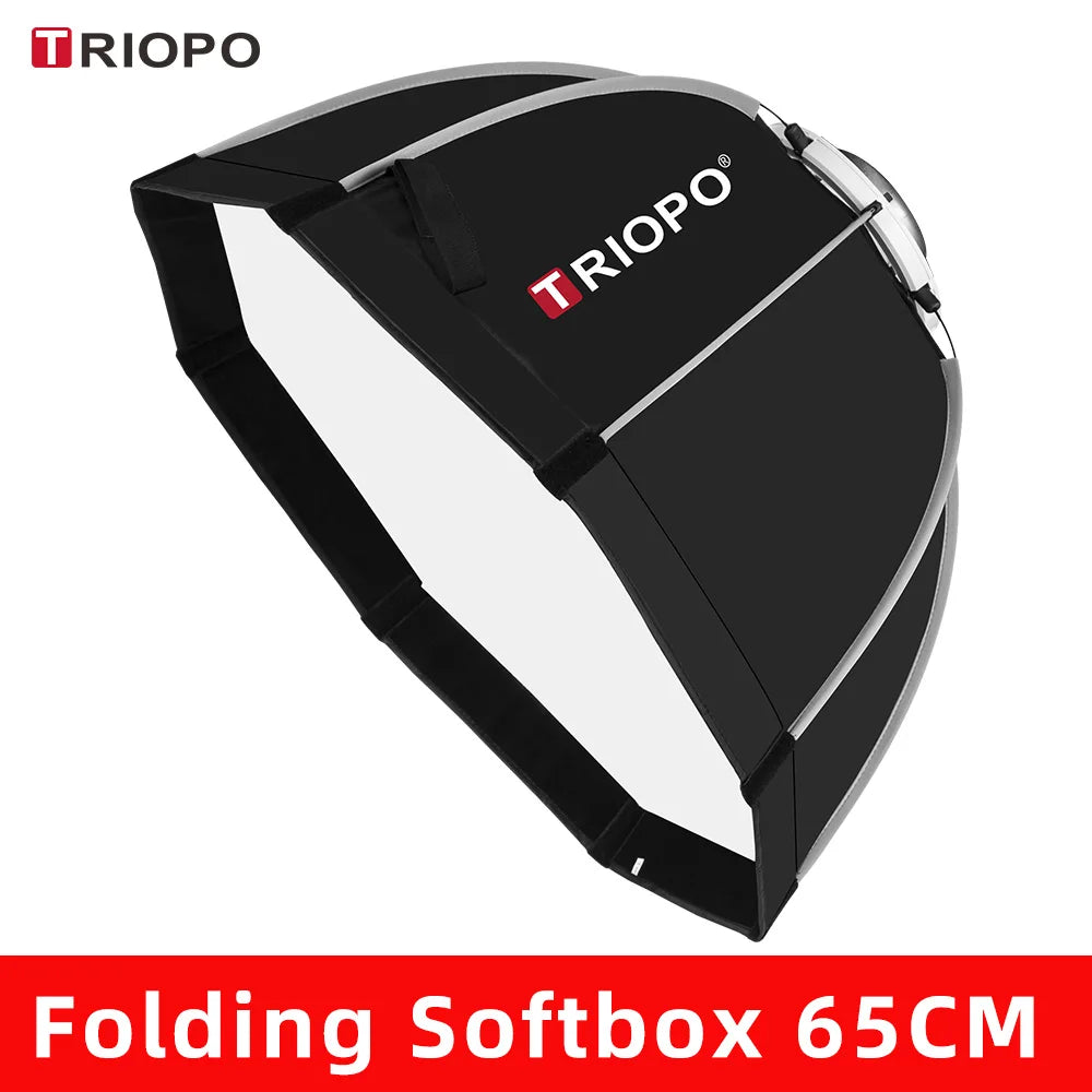 TRIOPO Foldable Octagon Softbox – 55cm, 65cm, 90cm, 120cm Bowens Mount for Sokani X100, COLBOR CL60, Godox & Aputure LED Video Lights
