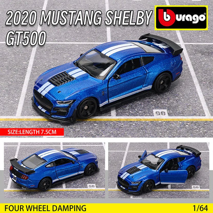 Bburago 1:64 Car Model Collection — Golf GT 2017, Mustang Shelby GT500, Ferrari, Benz & Volkswagen, Kids Xmas Gift Toys for Boys