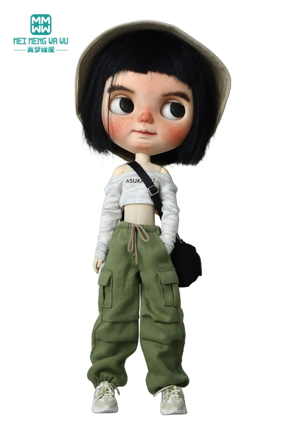 Blythe & Azone OB22/OB24 Doll Clothes — Fashion Jeans Overalls in Khaki, Army Green, Denim Blue, Pink & Black